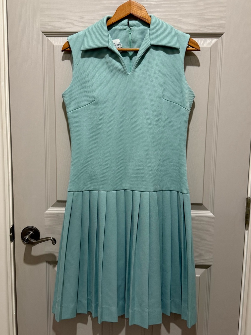 Bleeker Street Vintage Dress Women S Aqua Blue Mod Pleated Drop Waist 60s 70s⁠